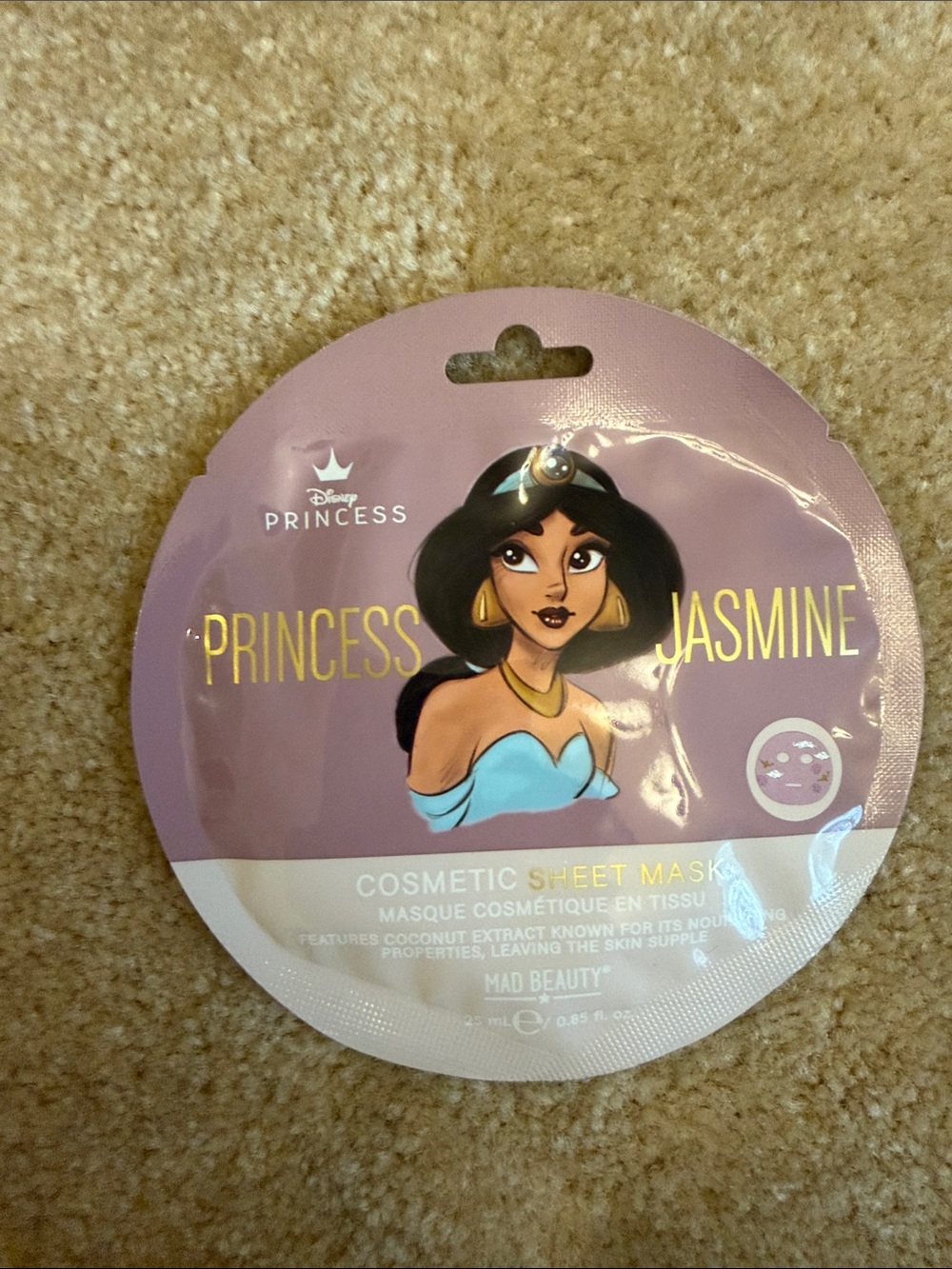 Disney Princess Jasmine Cosmetic Sheet Mask - Lavender, Blue & Gold